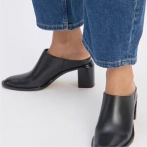 Everlane Black Leather Outlaw Mules.